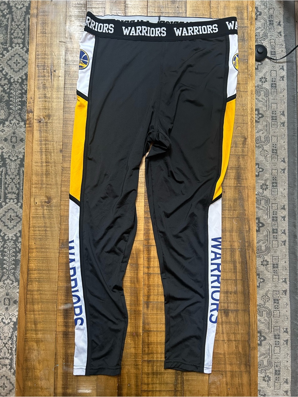 NBA Warriors Black Yellow White Women’s Compression Joggers/Leggings